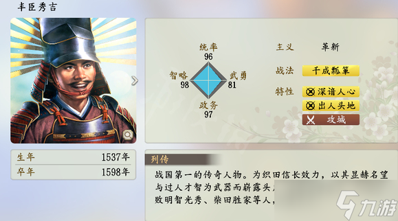 《信长之野望新生》武将排名介绍 武将数据前十一览